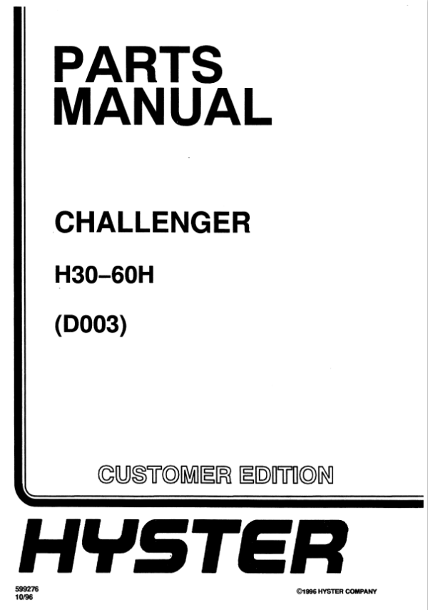 Hyster D003 Parts Manual